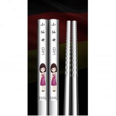 Metal Reusable Chinese Korean Japanese Chopsticks Sushi Rolls HAPPY FAMILY SUS 316L 23.5 cm