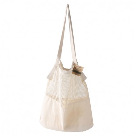 Сумка из хлопка с сетчатой вставкой на длинных ручках Eco1shop 38 x 33 см