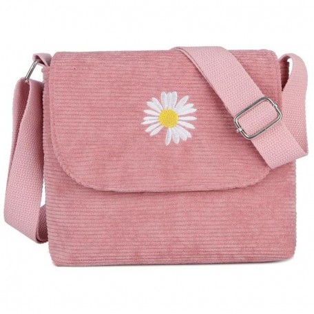 Сумка из вельвета на змейке Eco1shop Ромашка 21 x 18 х 6 см