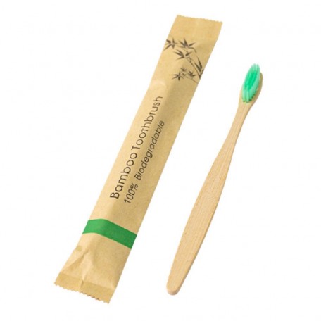 Взрослая зубная щетка из бамбука в бумажной упаковке Eco1shop Плоская