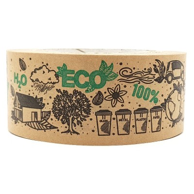 Самоклеящийся крафтовый скотч Eco1shop с рисунком Эко 100%